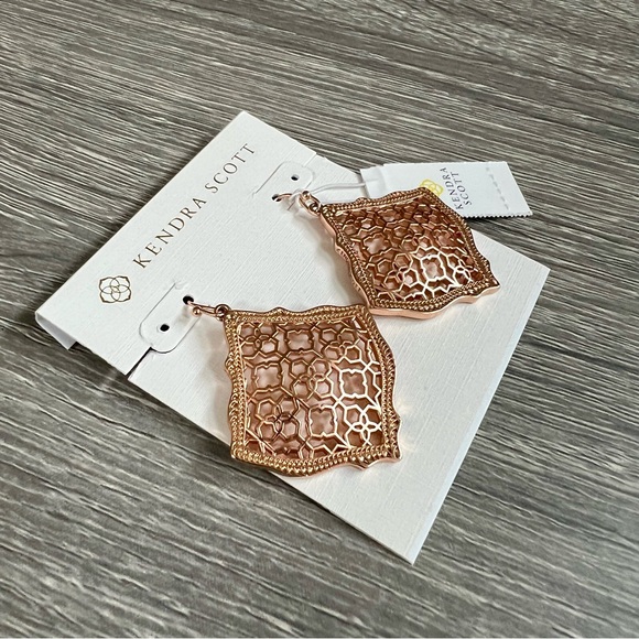 Kendra Scott Kirsten Rose Gold Filigree Dangle Earrings NWT - Picture 6 of 10
